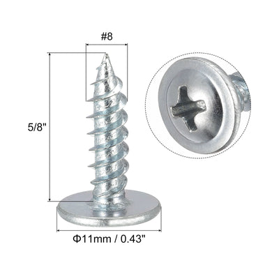 Harfington Phillips Head Self Tapping Screws, #8 x 5/8" Carbon Steel Wood Sheet Metal Screw 50pcs