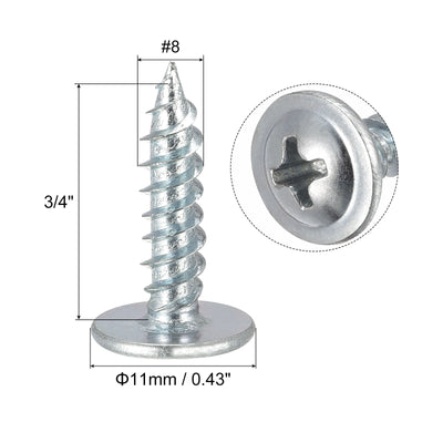 Harfington Phillips Head Self Tapping Screws, #8 x 3/4" Carbon Steel Wood Sheet Metal Screw 200pcs
