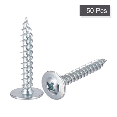 Harfington Phillips Head Self Tapping Screws, #8 x 1" Carbon Steel Wood Sheet Metal Screw 50pcs