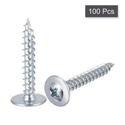 Harfington Phillips Head Self Tapping Screws, #8 x 1" Carbon Steel Wood Sheet Metal Screw 100pcs