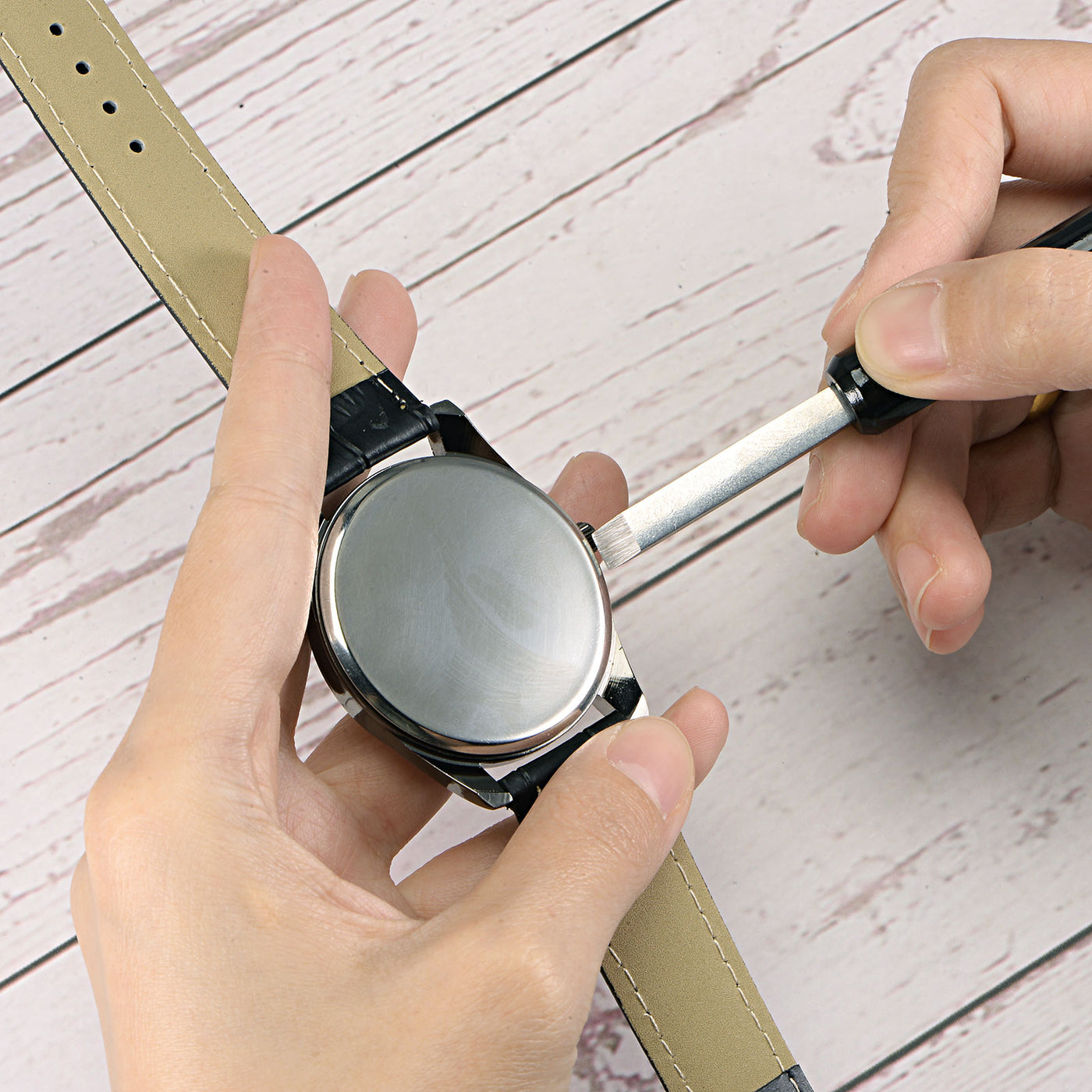 Harfington Watch Back Case Remover Tool, 6mm Width Pry Bar ABS Handle, Black