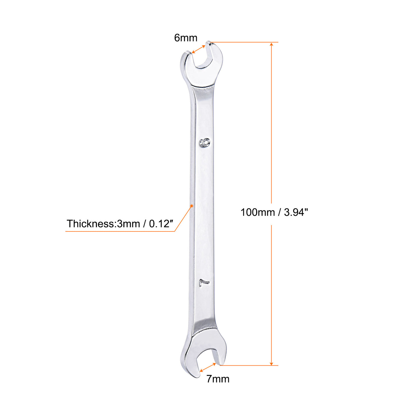 Harfington Thin Open End Wrench Metric Chrome Plated High Carbon Steel