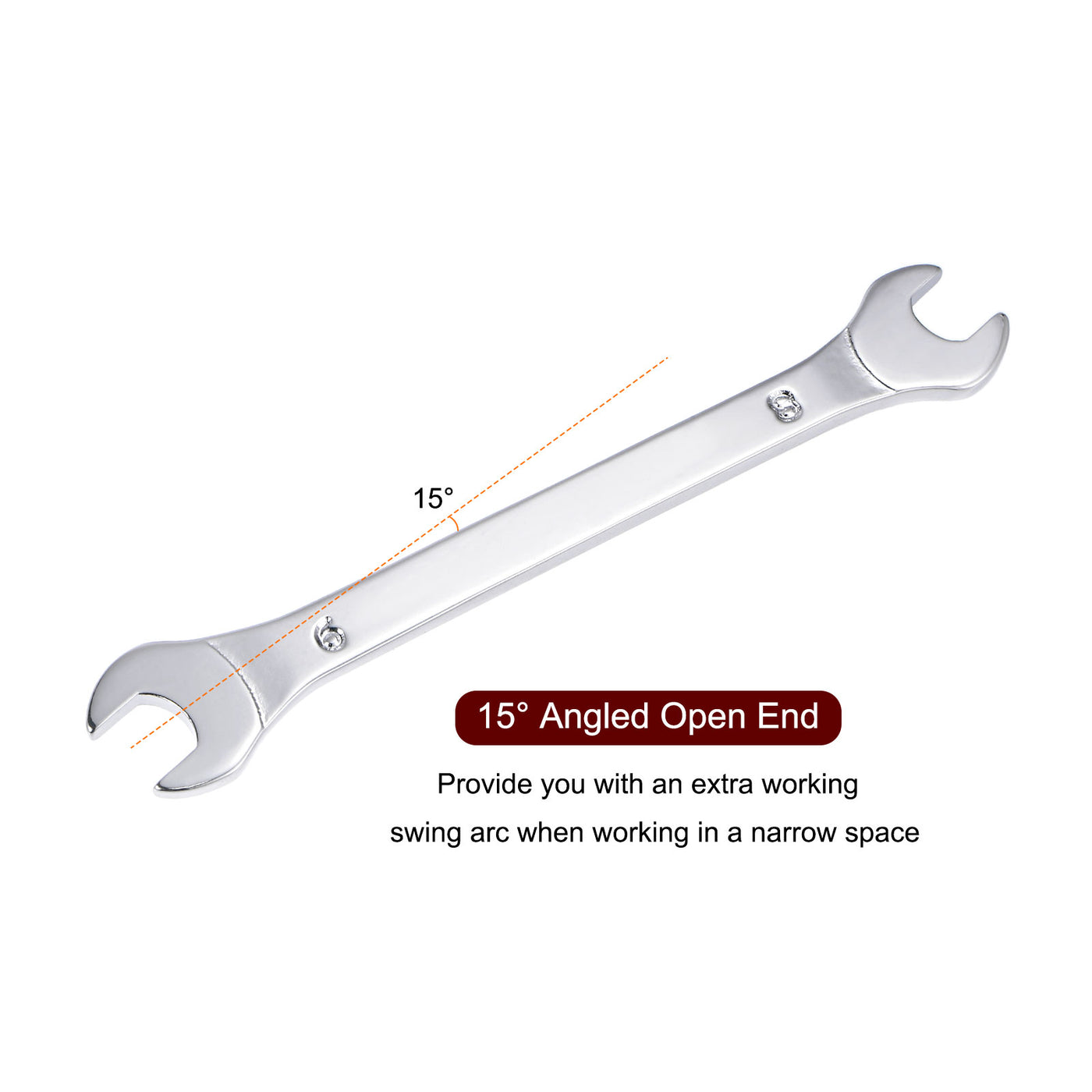 Harfington Thin Open End Wrench, Metric Chrome Plated High Carbon Steel