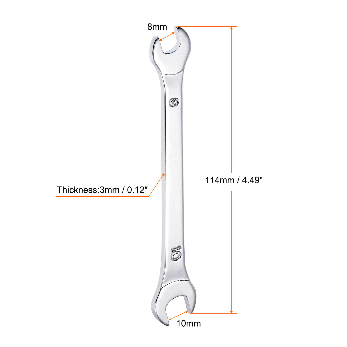 Harfington Thin Open End Wrench Metric Chrome Plated High Carbon Steel