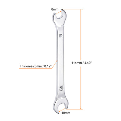 Harfington Thin Open End Wrench Metric Chrome Plated High Carbon Steel
