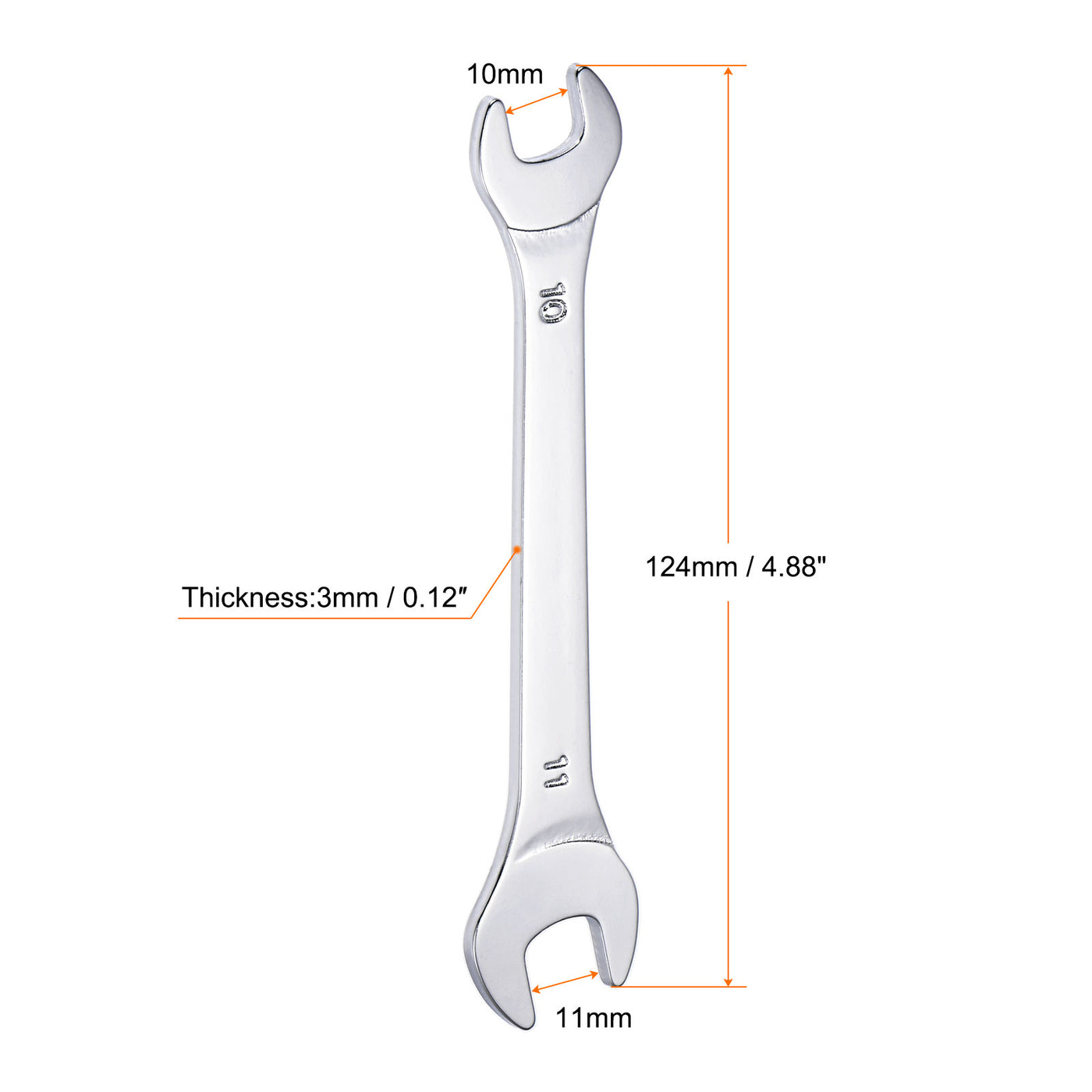 Harfington Thin Open End Wrench Metric Chrome Plated High Carbon Steel