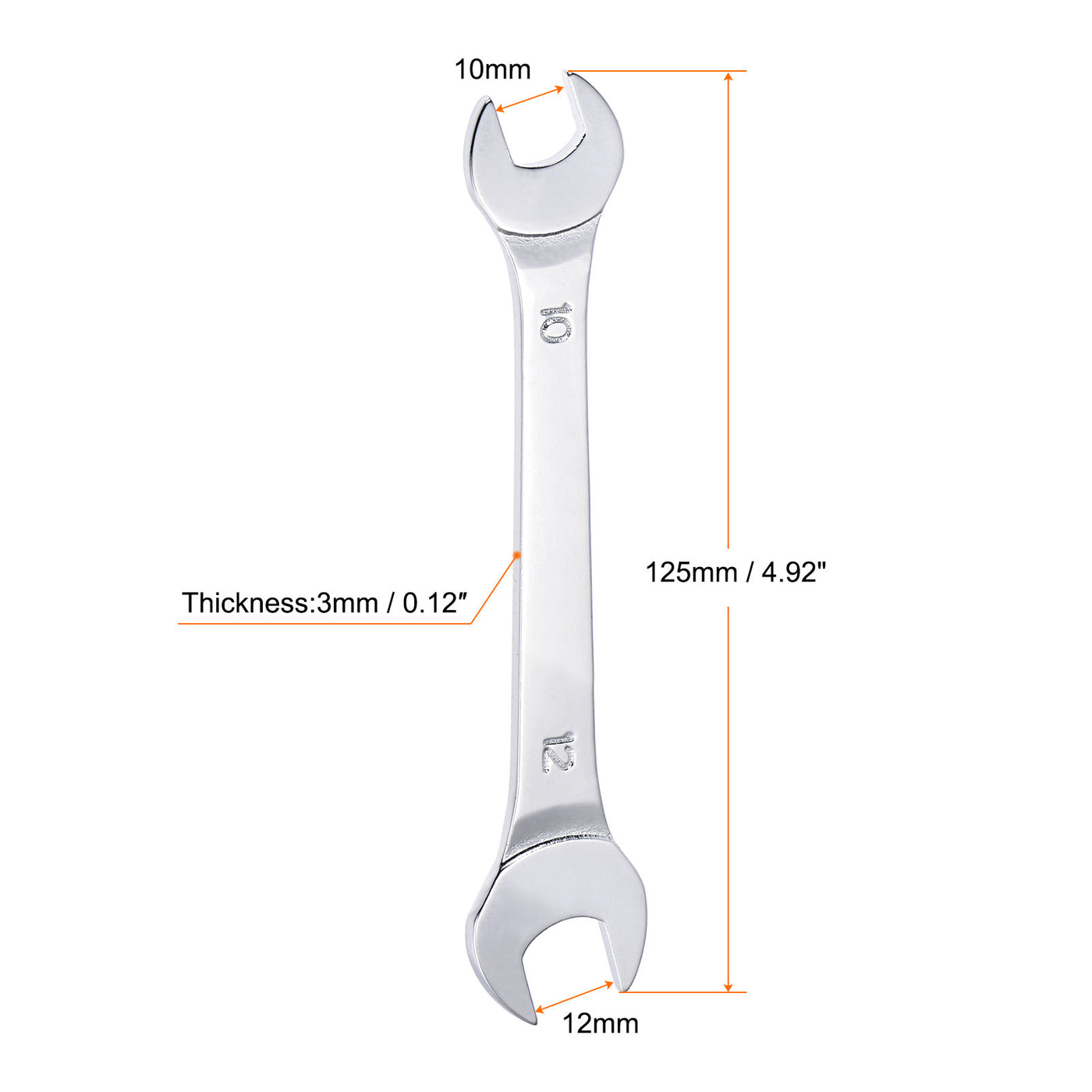 Harfington Thin Open End Wrench Metric Chrome Plated High Carbon Steel