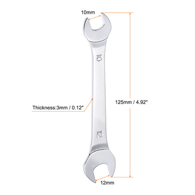Harfington Thin Open End Wrench Metric Chrome Plated High Carbon Steel