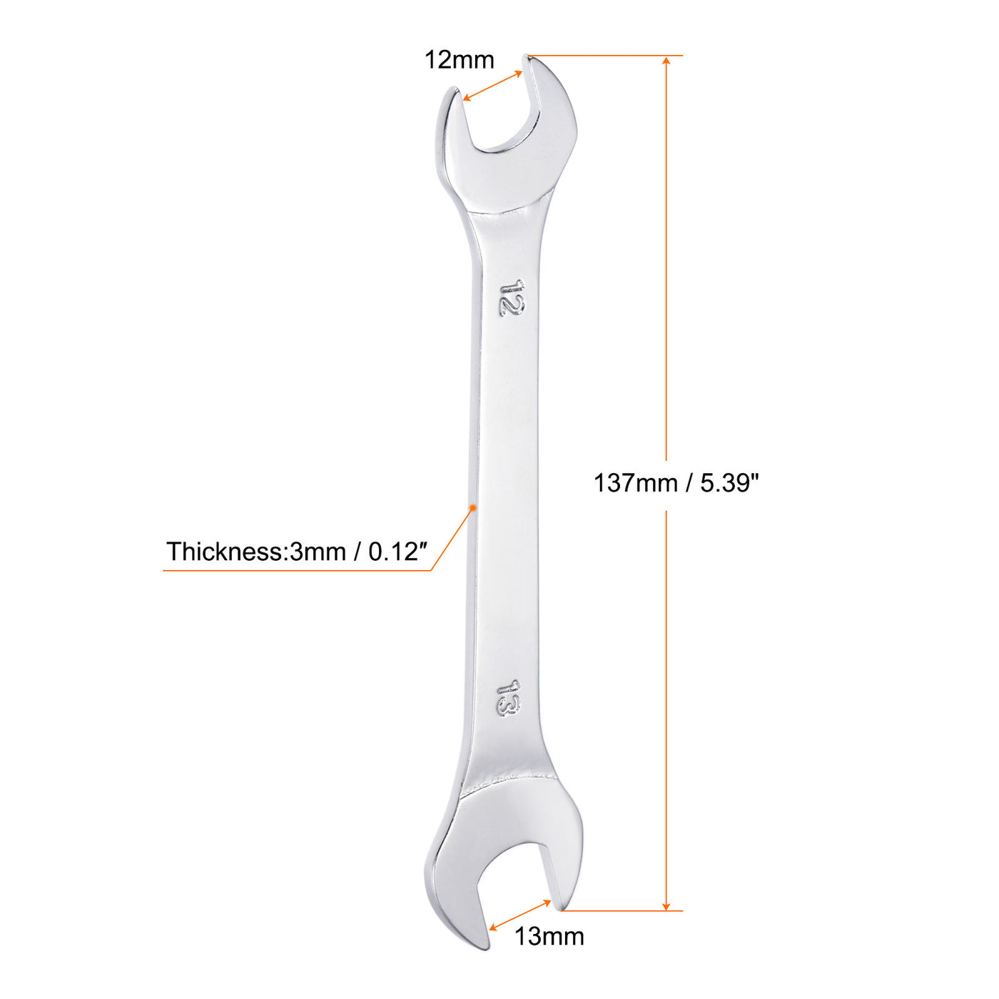 Harfington Thin Open End Wrench Metric Chrome Plated High Carbon Steel