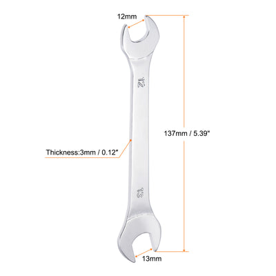 Harfington Thin Open End Wrench Metric Chrome Plated High Carbon Steel