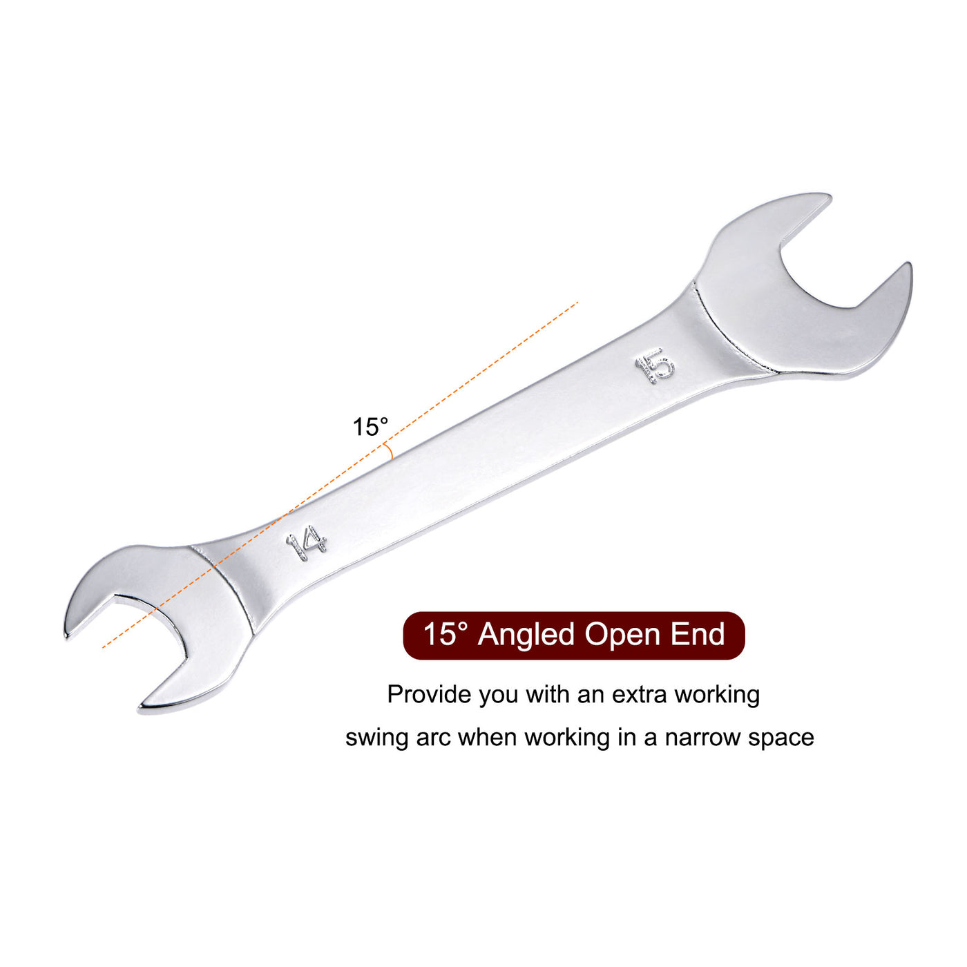 Harfington Thin Open End Wrench Metric Chrome Plated High Carbon Steel