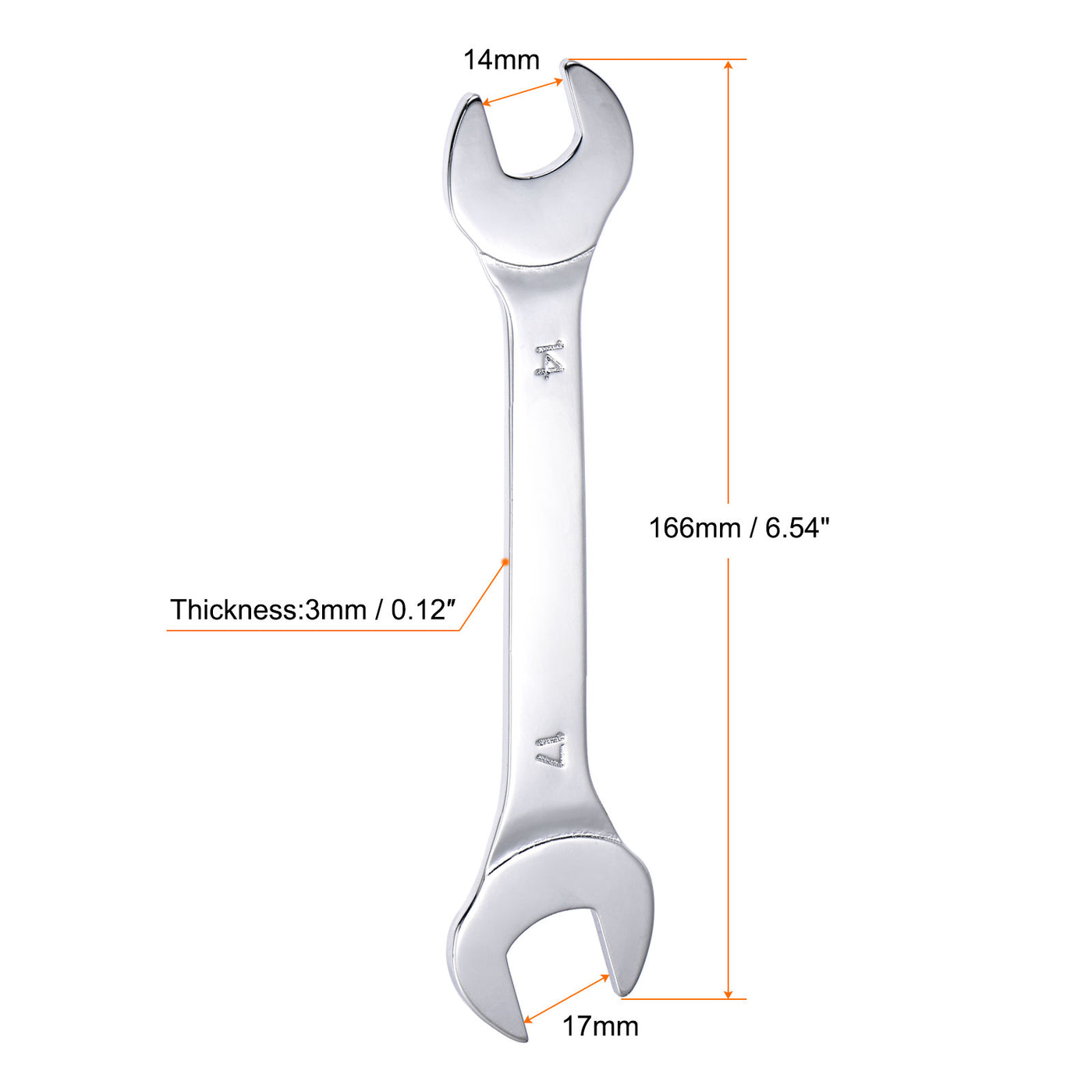 Harfington Thin Open End Wrench, Metric Chrome Plated High Carbon Steel