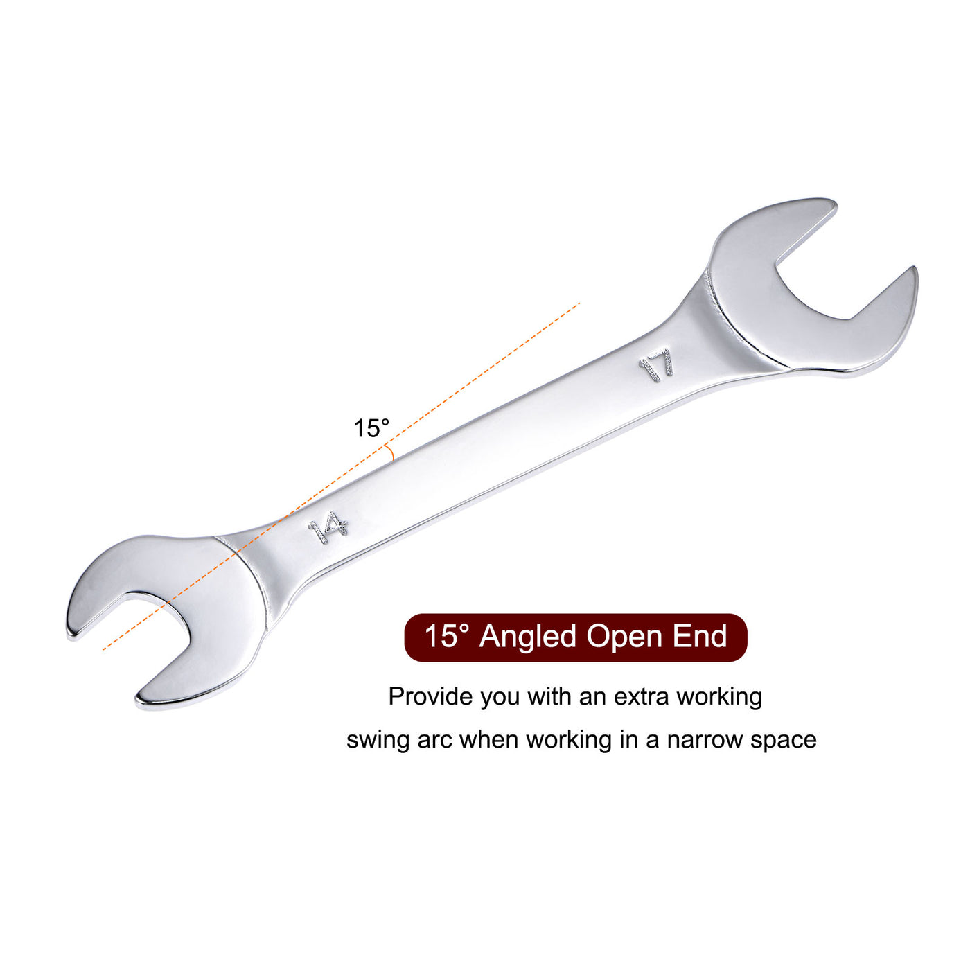 Harfington Thin Open End Wrench Metric Chrome Plated High Carbon Steel