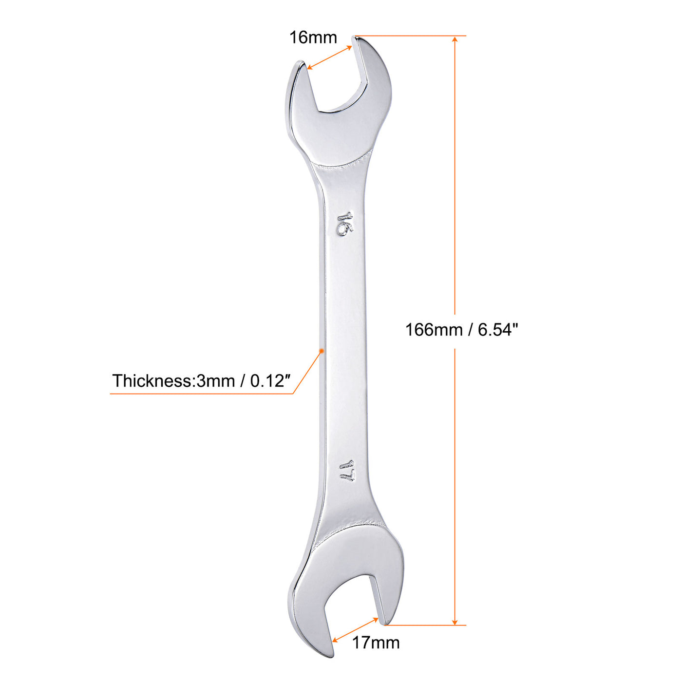 Harfington Thin Open End Wrench Metric Chrome Plated High Carbon Steel
