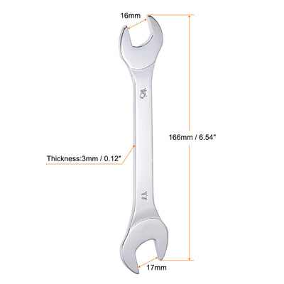 Harfington Thin Open End Wrench Metric Chrome Plated High Carbon Steel