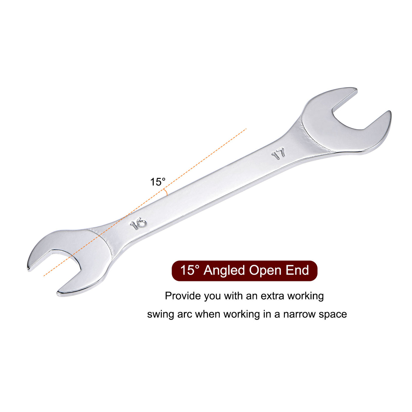 Harfington Thin Open End Wrench Metric Chrome Plated High Carbon Steel