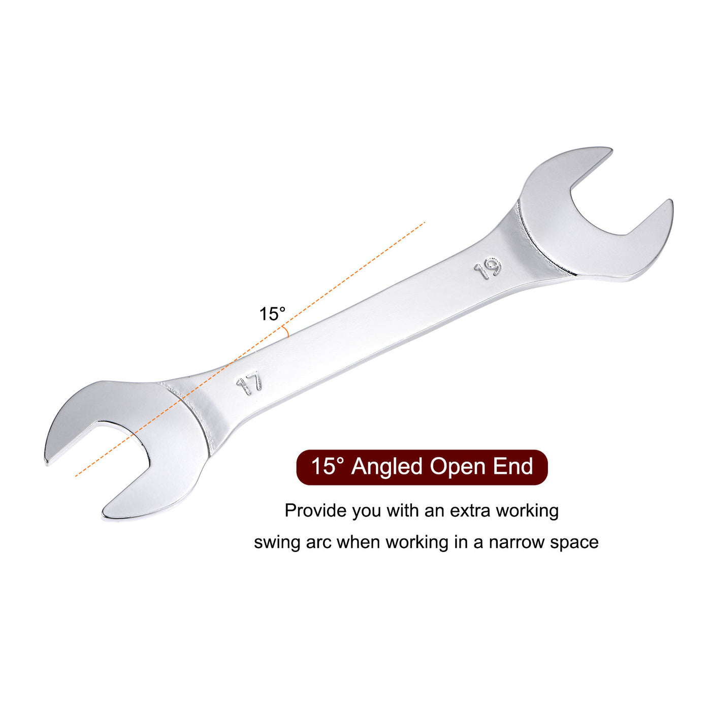 Harfington Thin Open End Wrench, Metric Chrome Plated High Carbon Steel