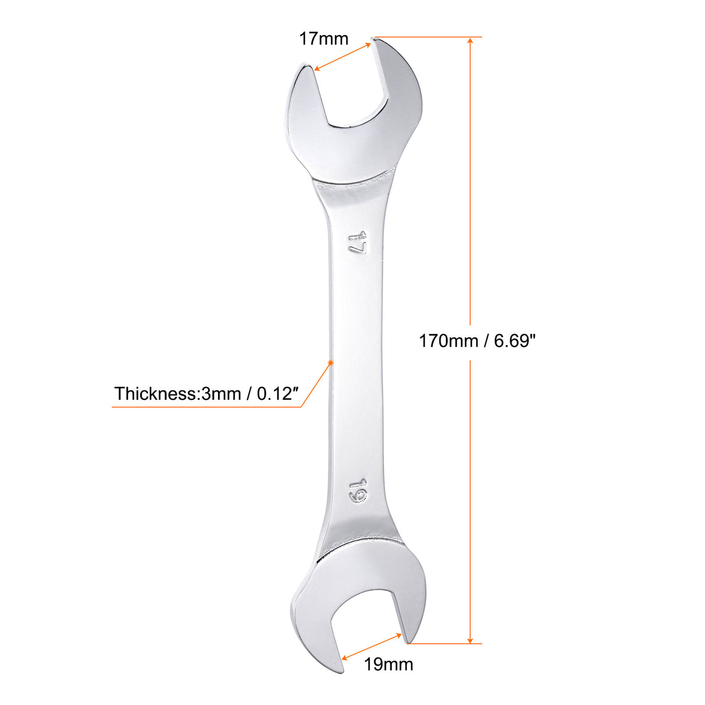 Harfington Thin Open End Wrench Metric Chrome Plated High Carbon Steel
