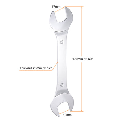 Harfington Thin Open End Wrench Metric Chrome Plated High Carbon Steel