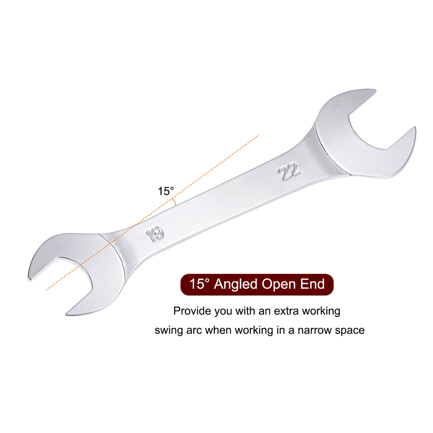 Harfington Thin Open End Wrench, Metric Chrome Plated High Carbon Steel