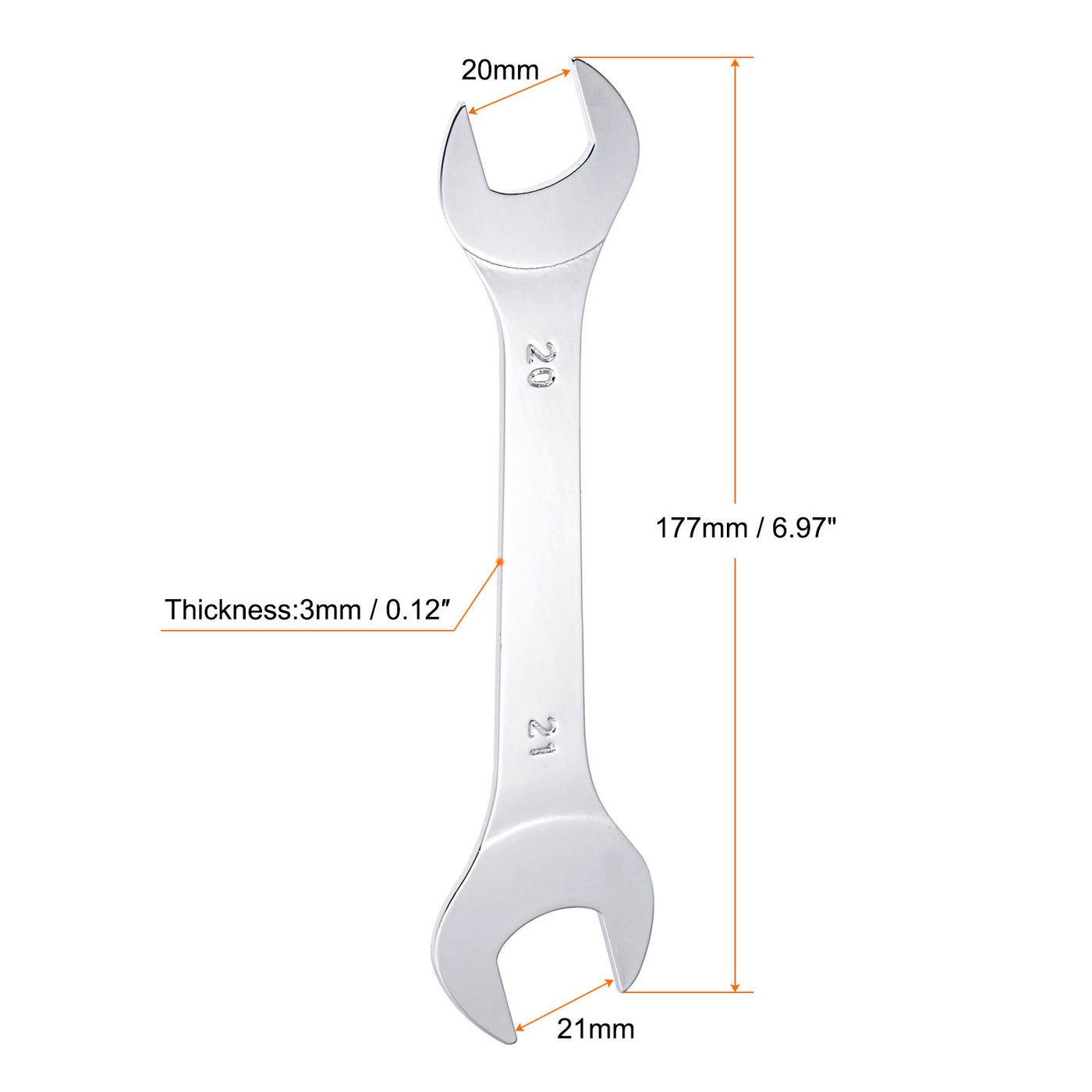Harfington Thin Open End Wrench Metric Chrome Plated High Carbon Steel