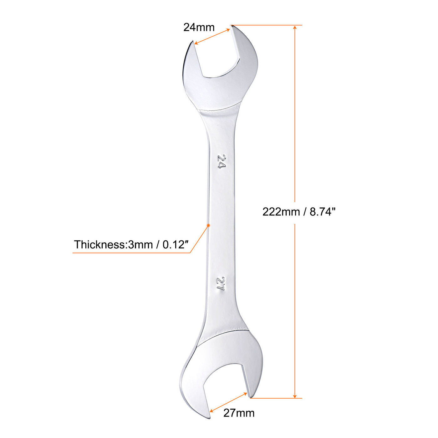 Harfington Thin Open End Wrench, Metric Chrome Plated High Carbon Steel