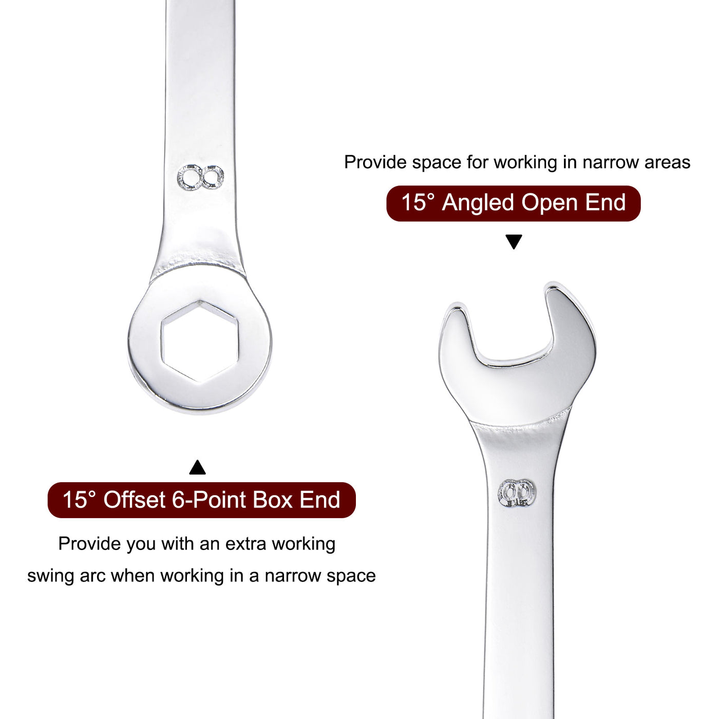 Harfington Thin 6-Point Combination Wrench, Metric High Carbon Steel