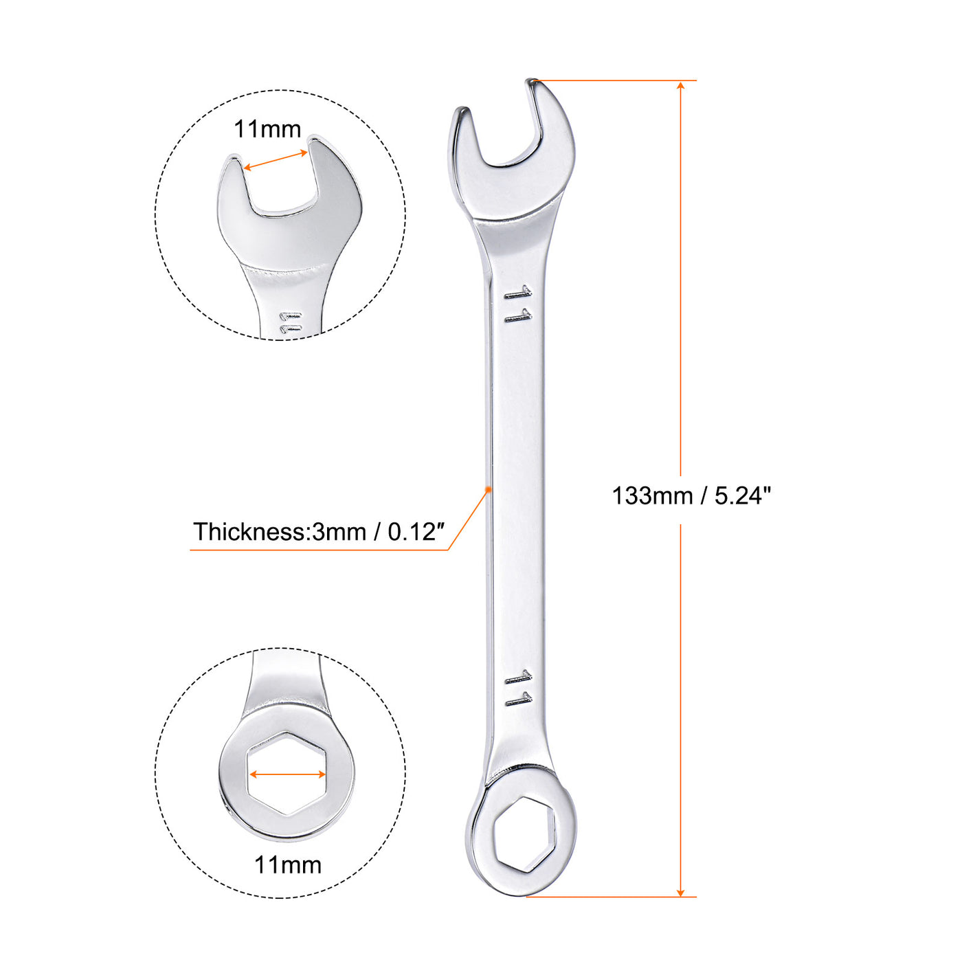 Harfington Thin 6-Point Combination Wrench, Metric High Carbon Steel