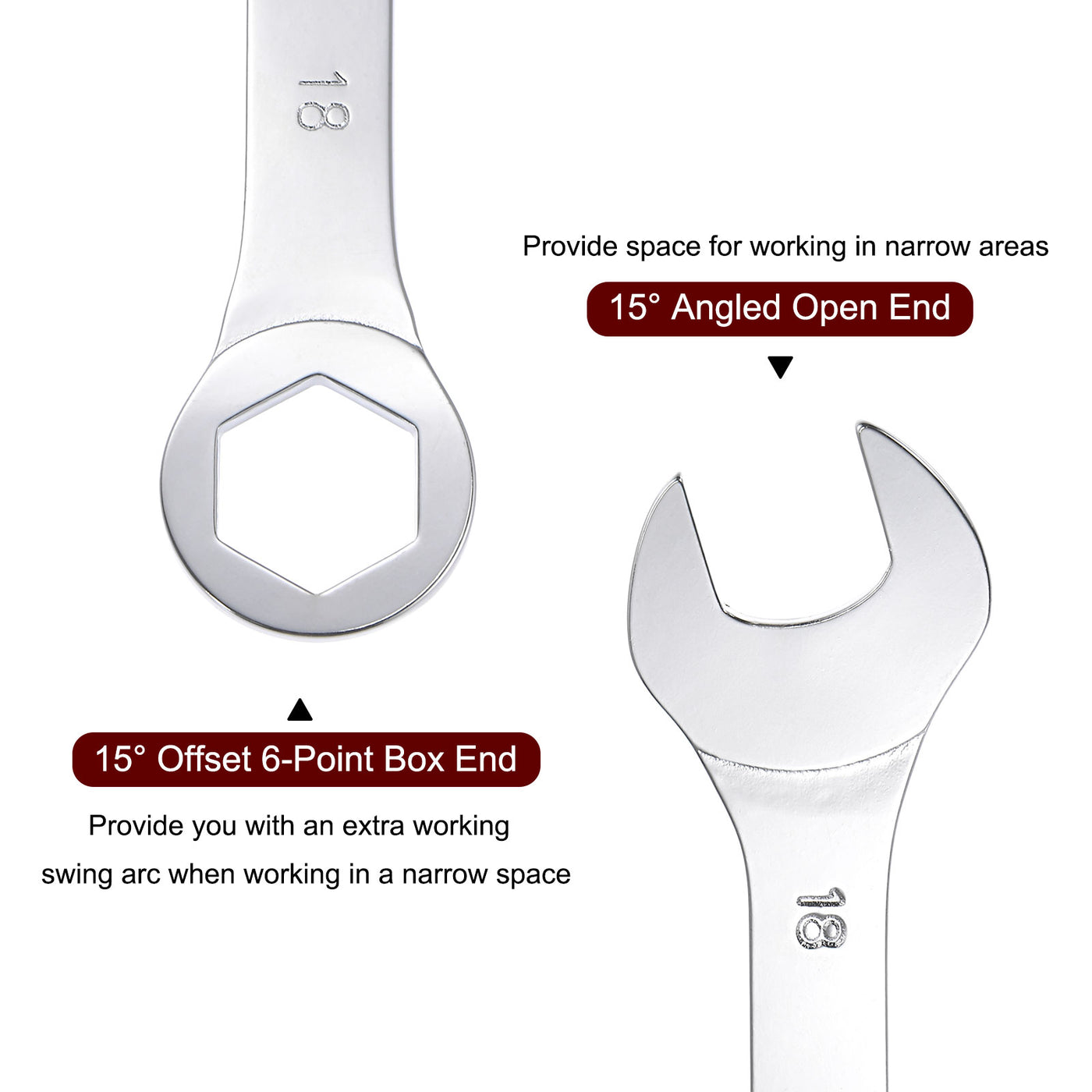 Harfington Thin 6-Point Combination Wrench, Metric High Carbon Steel