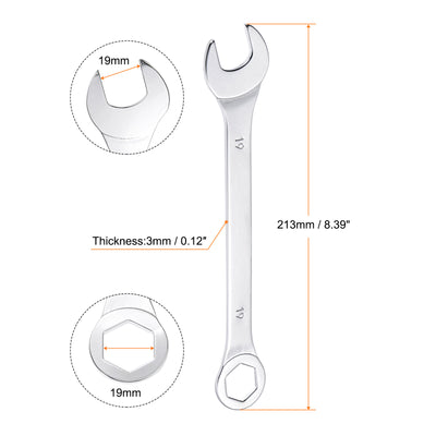 Harfington Thin 6-Point Combination Wrench, Metric High Carbon Steel