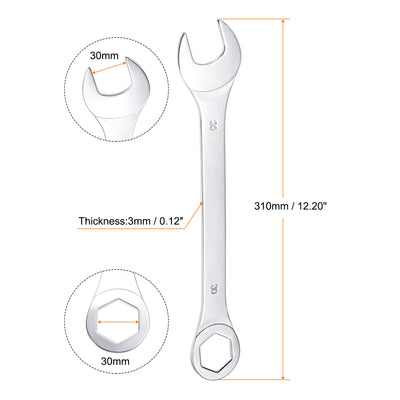 Harfington Thin 6-Point Combination Wrench, Metric High Carbon Steel