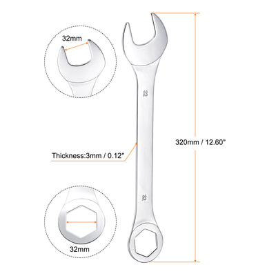 Harfington Thin 6-Point Combination Wrench, Metric High Carbon Steel