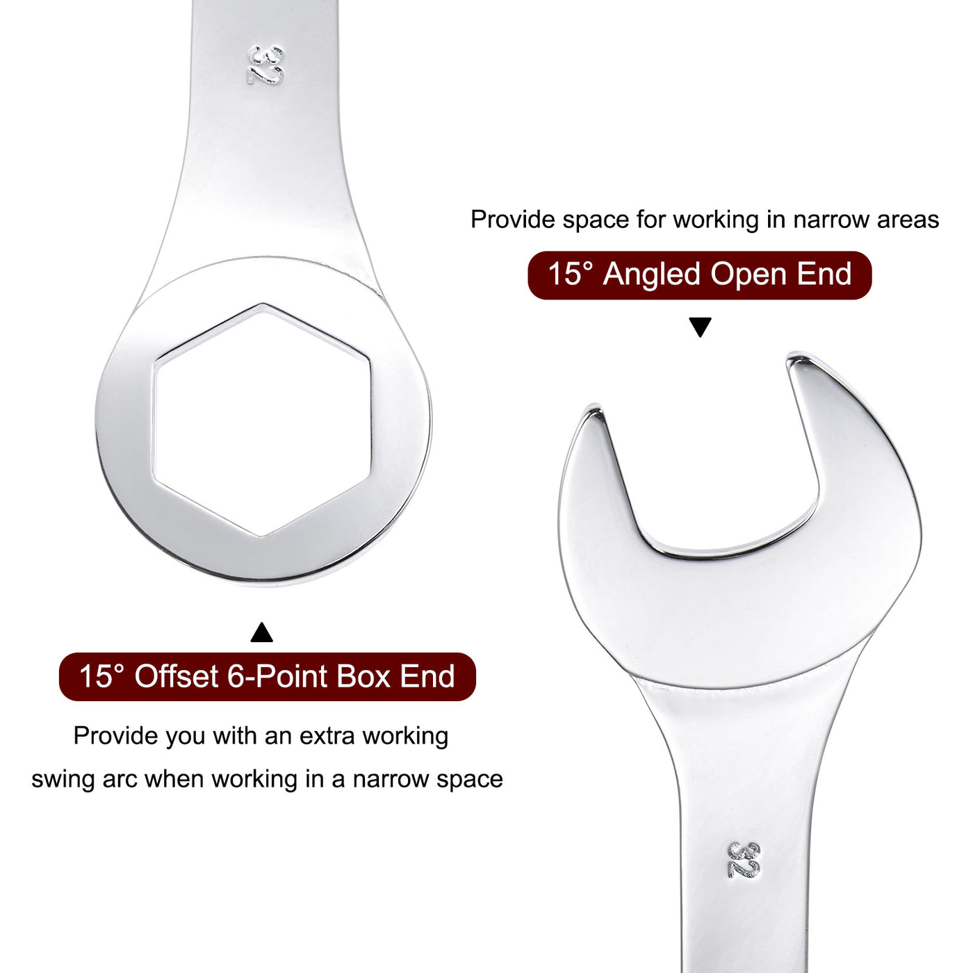 Harfington Thin 6-Point Combination Wrench, Metric High Carbon Steel