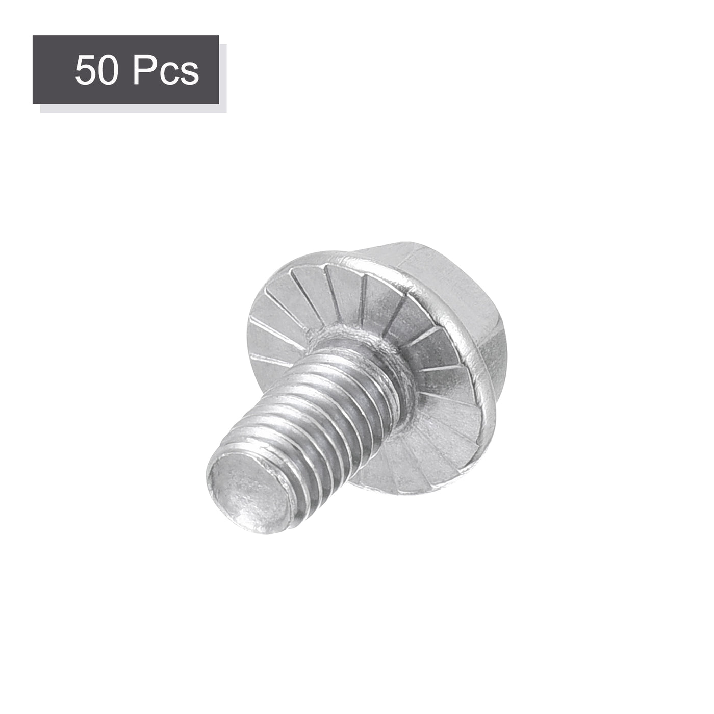 Harfington M5x8mm Hex Serrated Flange Bolts Screws Metric Thread 304 Stainless Steel 50pcs