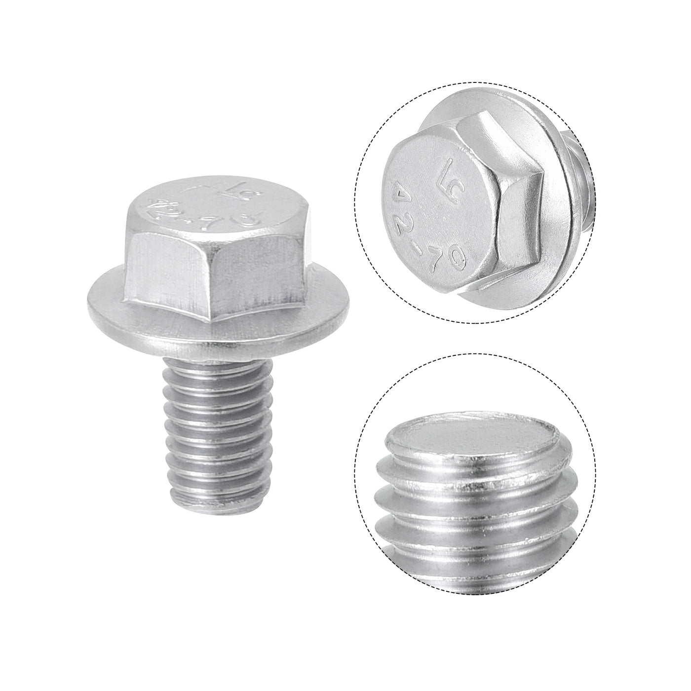 Harfington M5x8mm Hex Serrated Flange Bolts Screws Metric Thread 304 Stainless Steel 50pcs