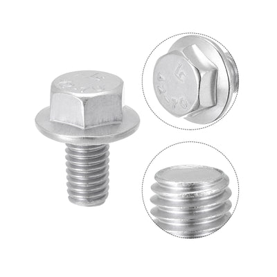 Harfington M5x8mm Hex Serrated Flange Bolts Screws Metric Thread 304 Stainless Steel 50pcs