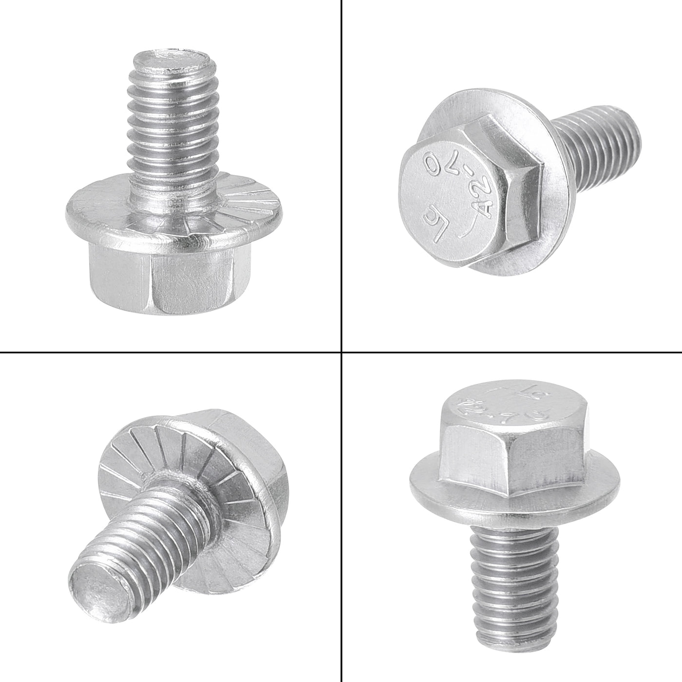 Harfington M5x8mm Hex Serrated Flange Bolts Screws Metric Thread 304 Stainless Steel 50pcs