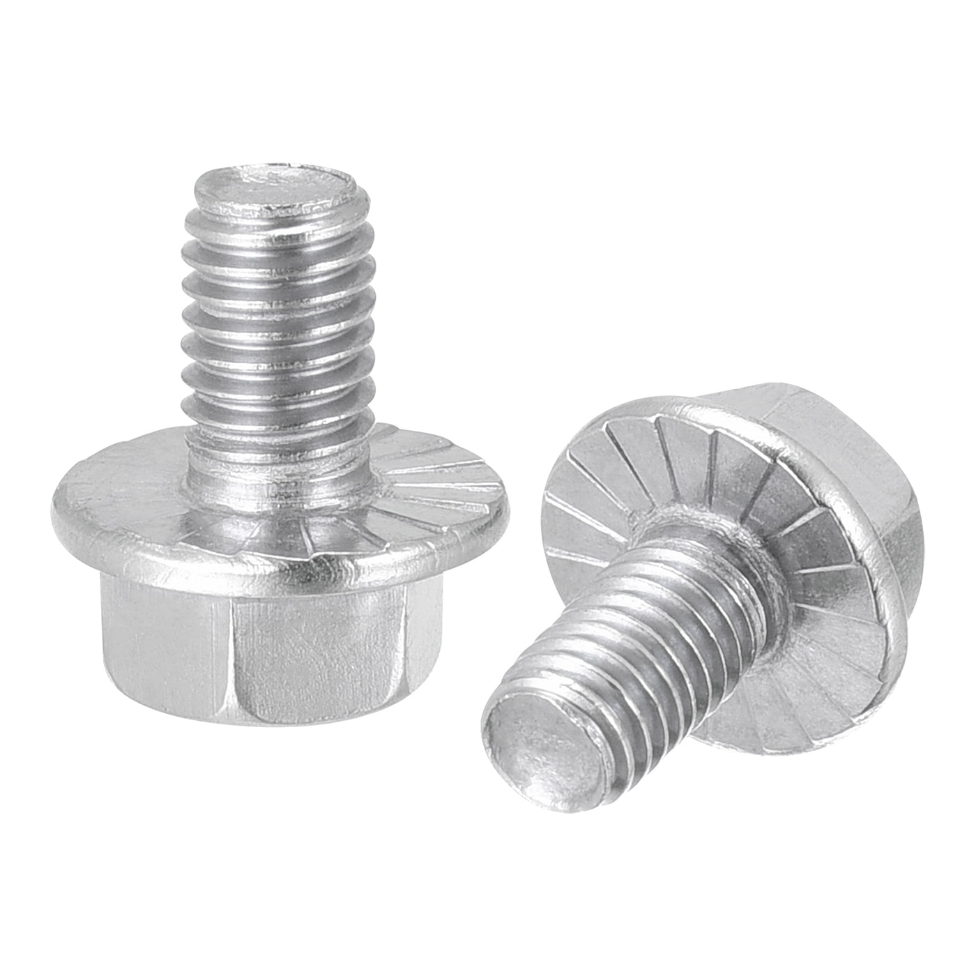 Harfington M5x8mm Hex Serrated Flange Bolts Screws Metric Thread 304 Stainless Steel 50pcs