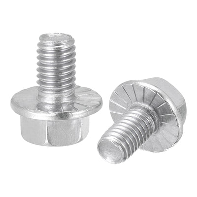 Harfington M5x8mm Hex Serrated Flange Bolts Screws Metric Thread 304 Stainless Steel 50pcs