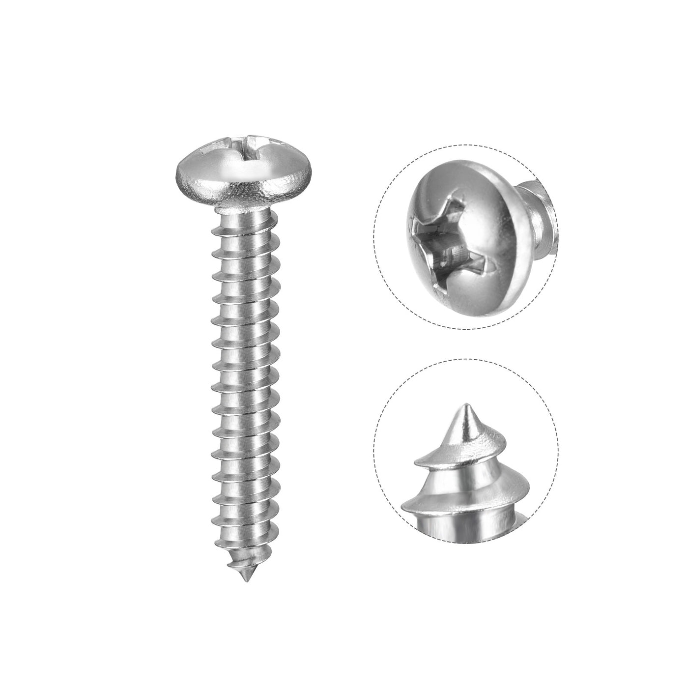 Harfington Screws Phillips Self Tapping Screw, 304 Stainless Steel