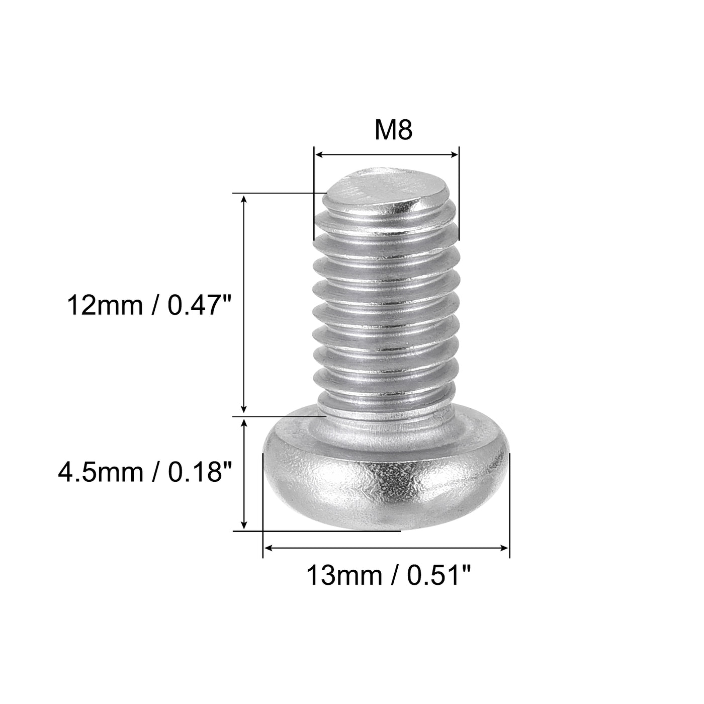 Harfington Machine Screws, M8x12mm Phillips Head Screw 304 Stainless Steel Bolts 25pcs
