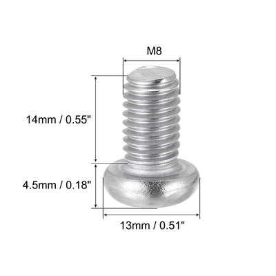 Harfington Machine Screws, M8x14mm Phillips Head Screw 304 Stainless Steel Bolts 25pcs