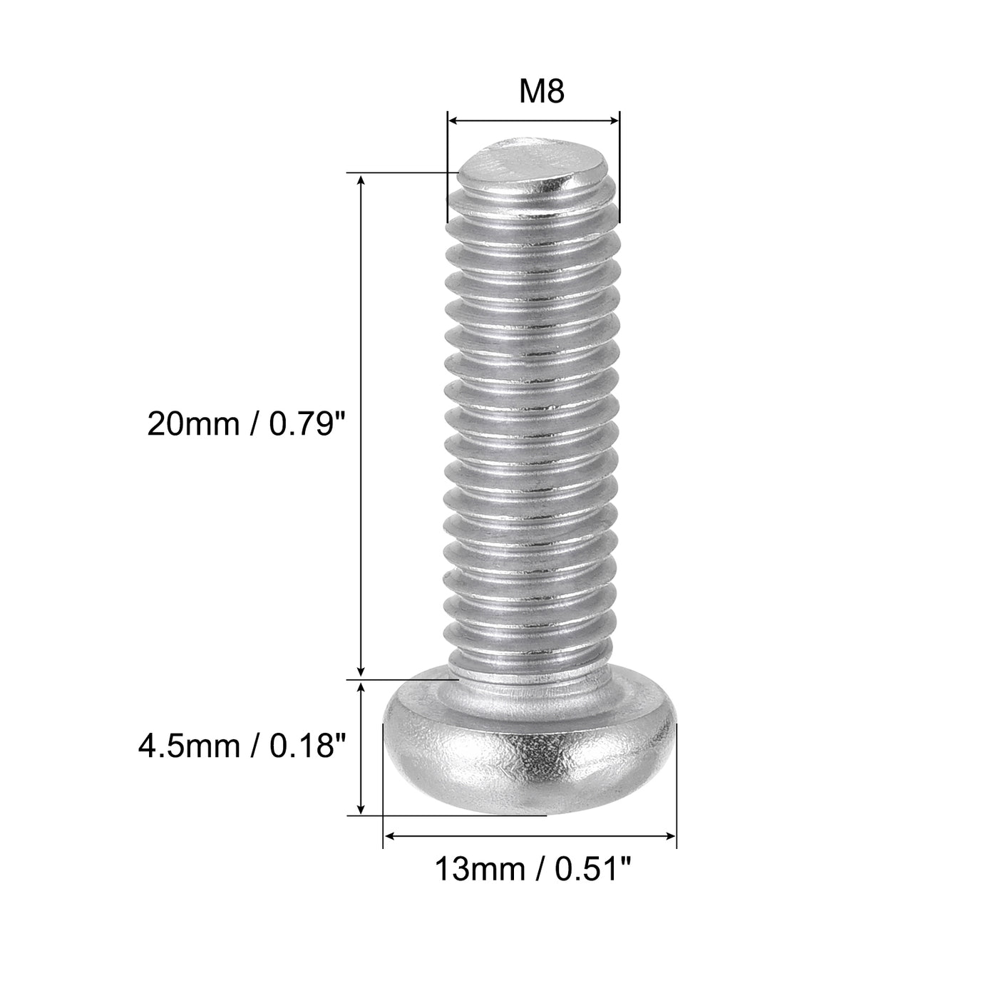 Harfington Machine Screws, M8x20mm Phillips Head Screw 304 Stainless Steel Bolts 25pcs