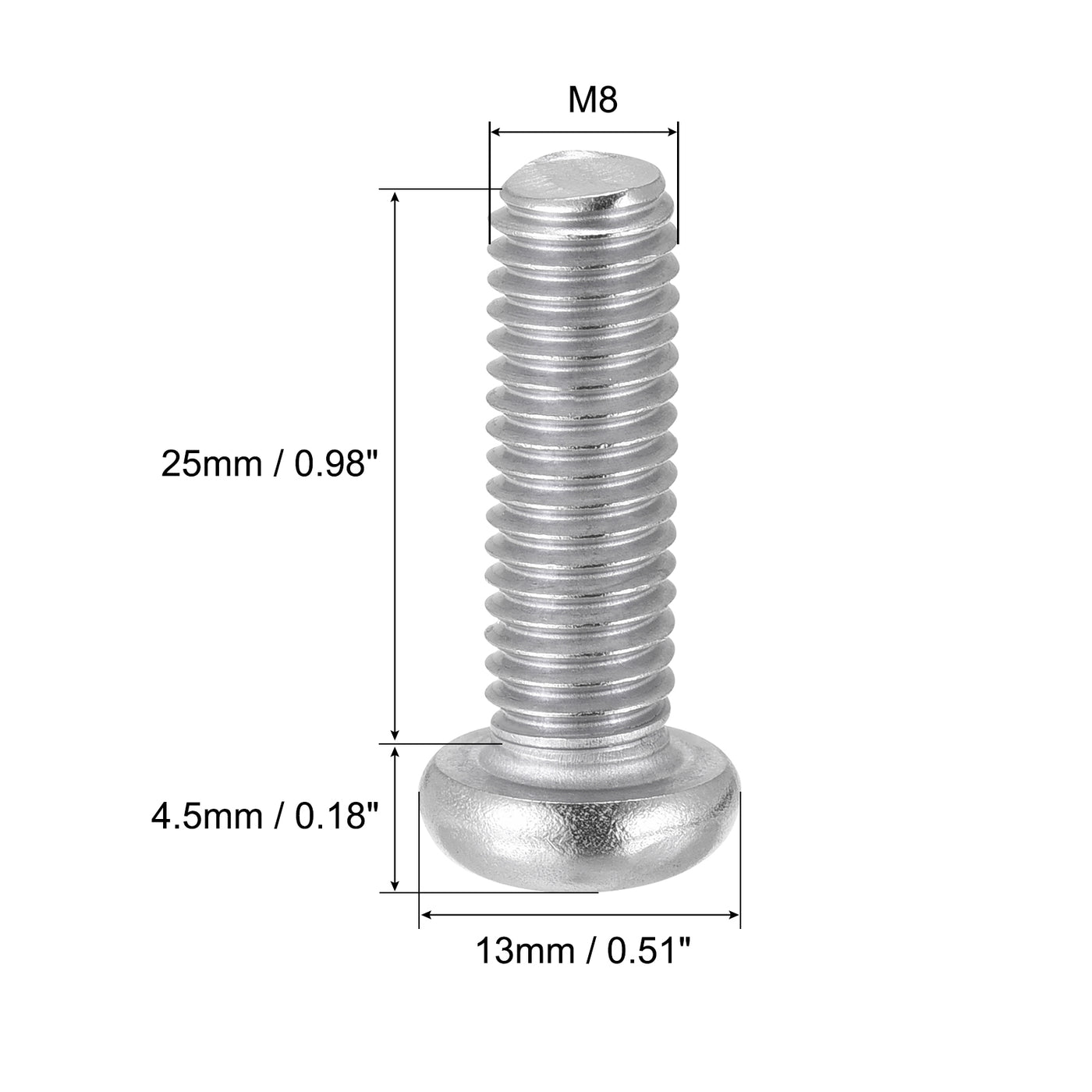 Harfington Machine Screws, M8x25mm Phillips Head Screw 304 Stainless Steel Bolts 25pcs