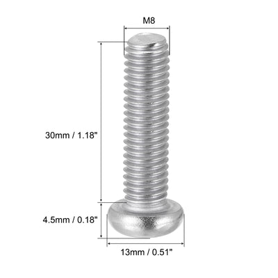 Harfington Machine Screws, M8x30mm Phillips Head Screw 304 Stainless Steel Bolts 25pcs