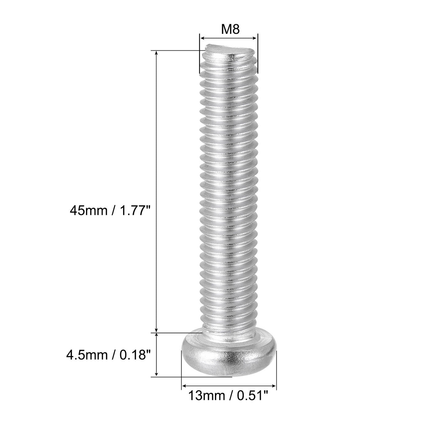 Harfington Machine Screws, M8x45mm Phillips Head Screw 304 Stainless Steel Bolts 25pcs