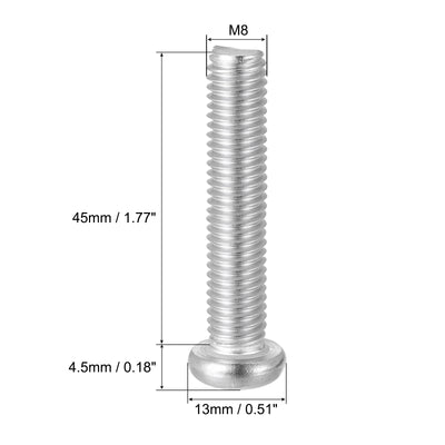 Harfington Machine Screws, M8x45mm Phillips Head Screw 304 Stainless Steel Bolts 25pcs