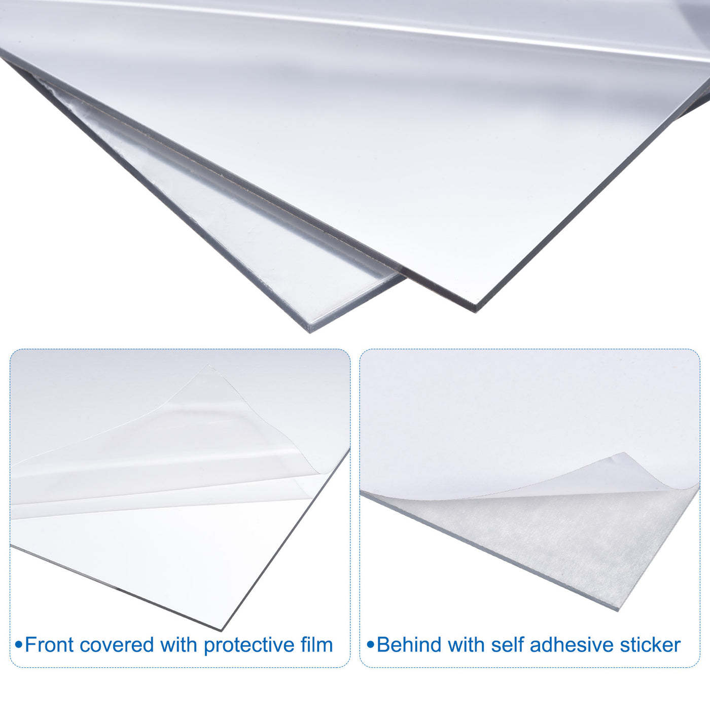 Harfington Flexible Mirror Sheets, Acrylic Self Adhesive Non Glass Wall Sticker
