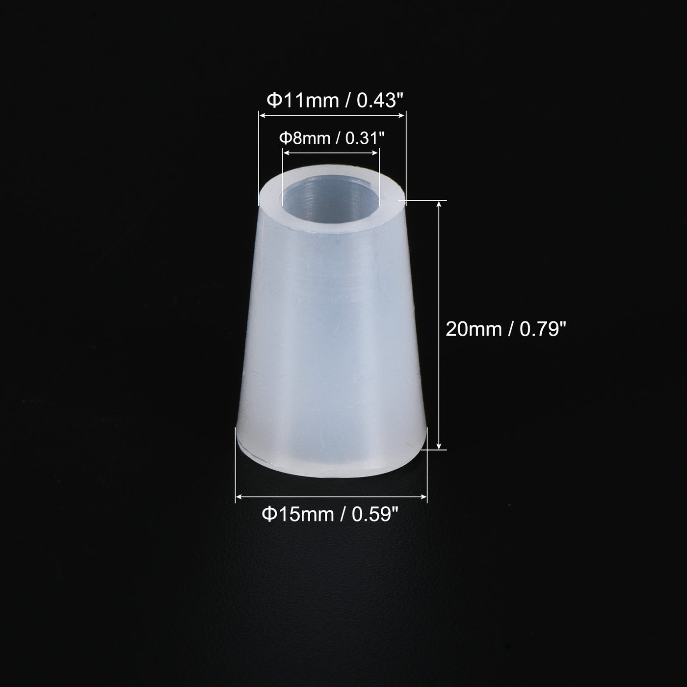 Harfington Silicone Rubber Tapered Plug, with Hole for Powder Coating, Laboratory Use