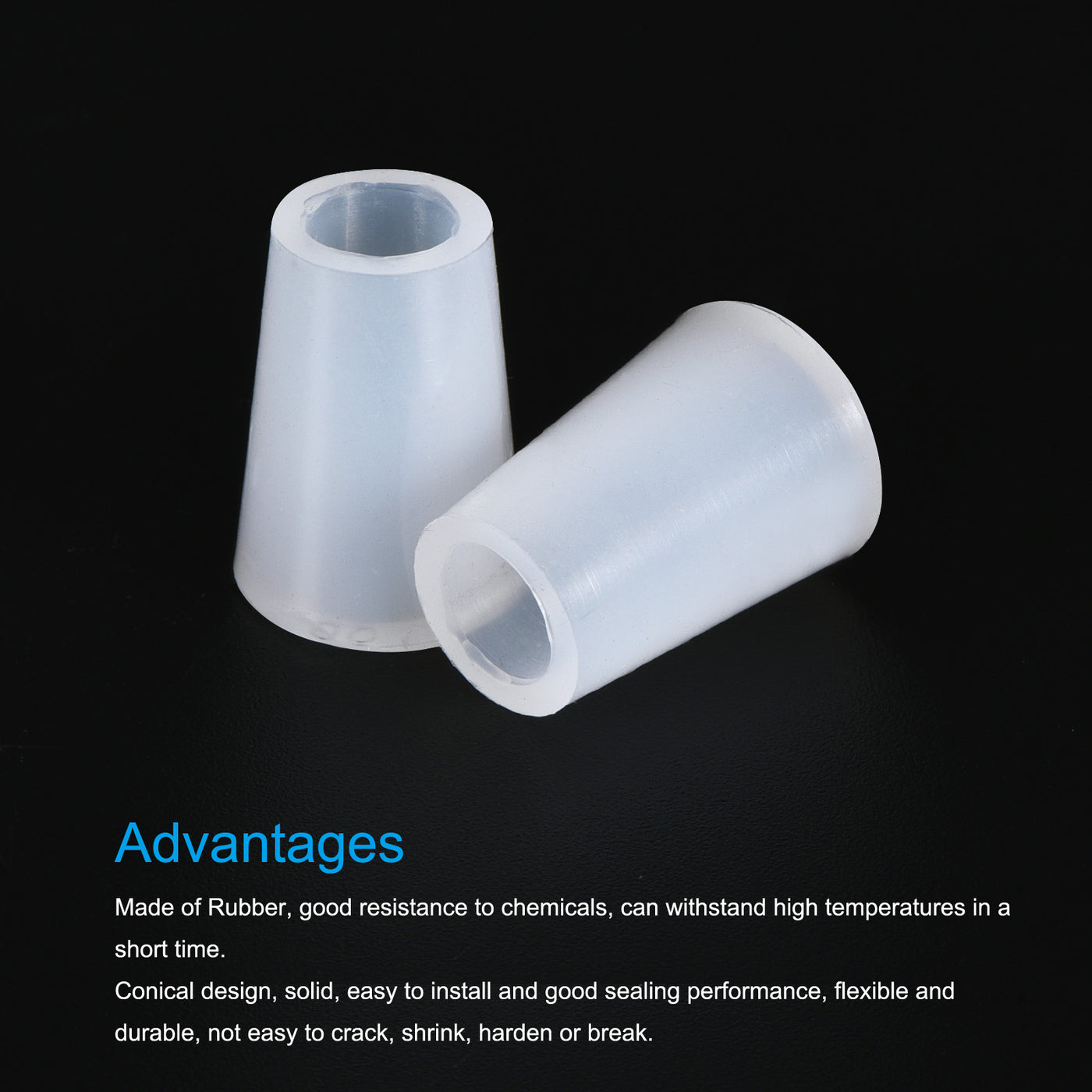 Harfington Silicone Rubber Tapered Plug, with Hole for Powder Coating, Laboratory Use